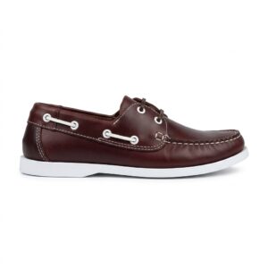 Nautico de cuero premium para hombre color cochis, vista lateral